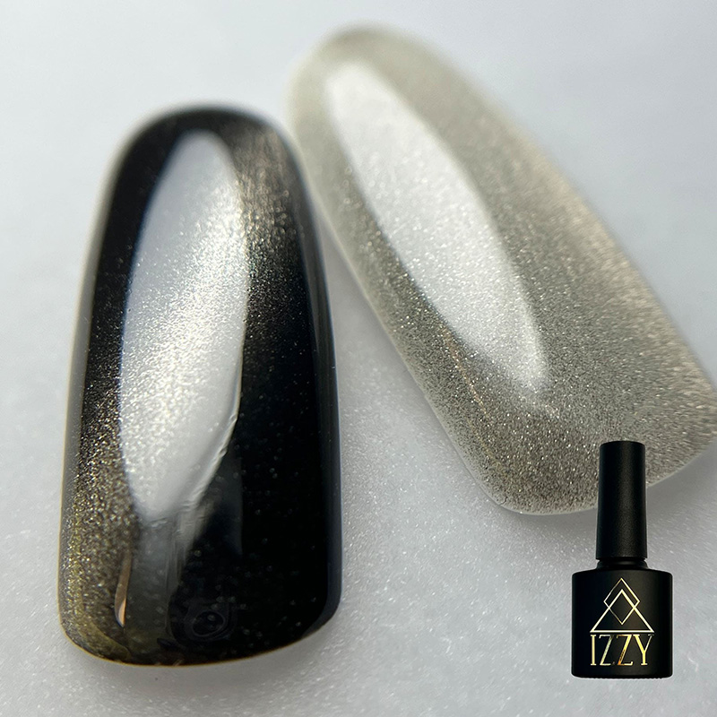 IZZY Cat’s Eye 05 — сірий гель-лак "Котяче око" з сірим магнітним блиском