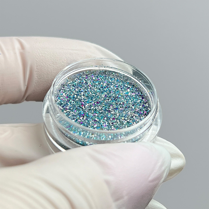 Блискітки для манікюру срібно-синього кольору, глітер для нігтів, декор для дизайну