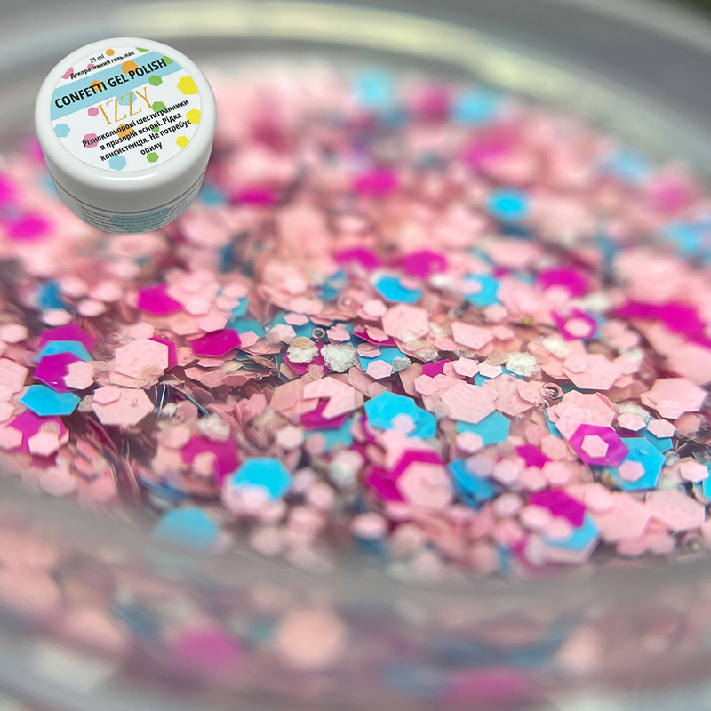 Декоративний гель-лак для манікюру IZZY Confetti №03, 25 г