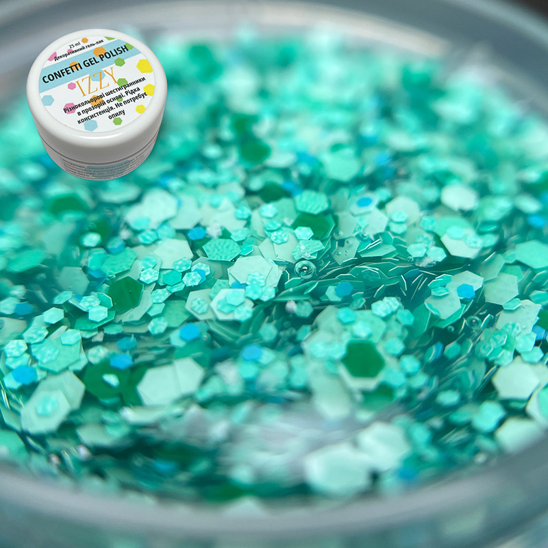 Декоративний гель-лак для манікюру IZZY Confetti №06, 25 г