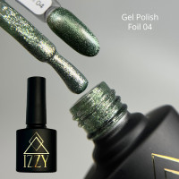 IZZY Foil №04 — зелений гель-лак з фольгованим блиском, 10 мл