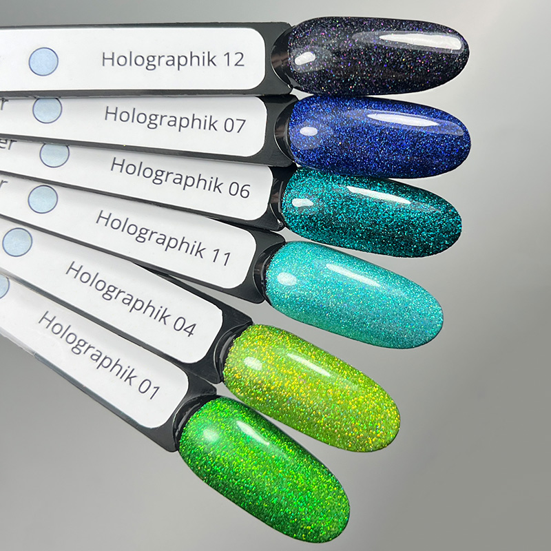 Голографічна втірка для манікюру №11, блакитний блиск