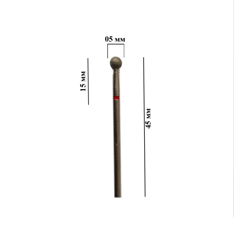 Алмазна фреза для манікюру, форма шар, насічка — червона