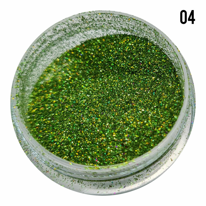 Голографічна втірка для манікюру №4, зелений блиск