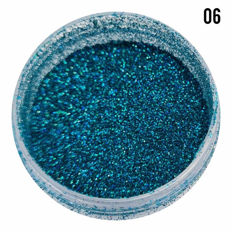 Голографічна втірка для манікюру №6, бірюзовий блиск