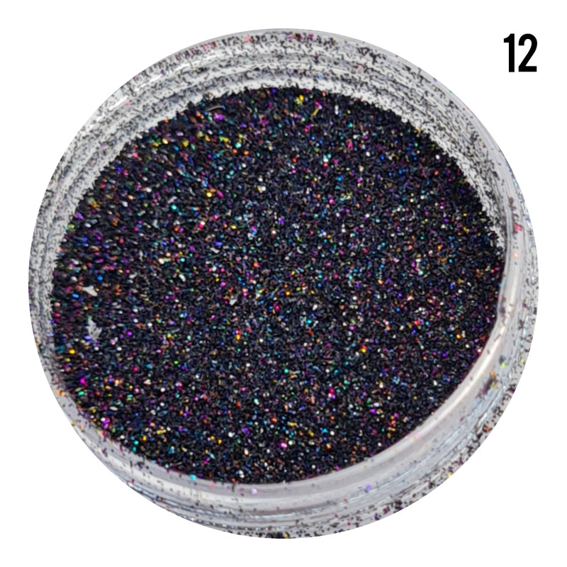 Голографічна втірка для манікюру №12, чорний блиск
