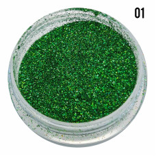 Голографічна втірка для манікюру №1, зелений блиск