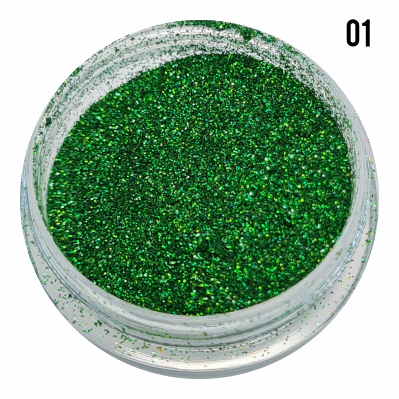 Голографічна втірка для манікюру №1, зелений блиск