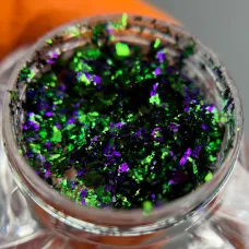 Пластівці Юкі зелено-фіолетові - декор для манікюру 