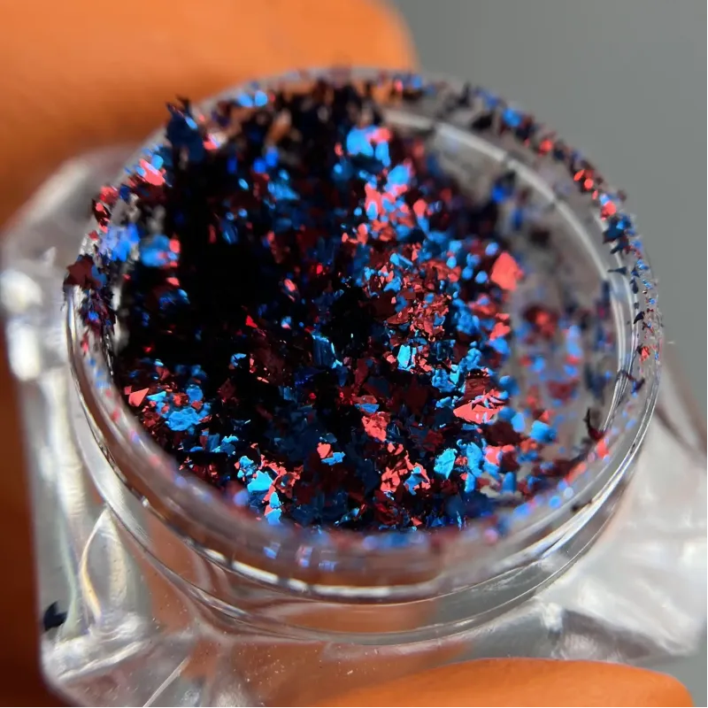 Пластівці Юкі синьо-червоні - декор для манікюру