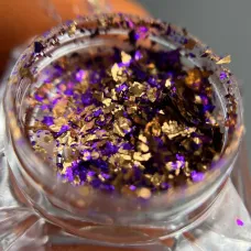 Пластівці Юкі фіолетово-золоті - декор для манікюру