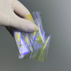 Бите скло для манікюру - голографічна плівка бензиновий ефект