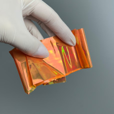 Бите скло для манікюру - голографічна плівка помаранчева