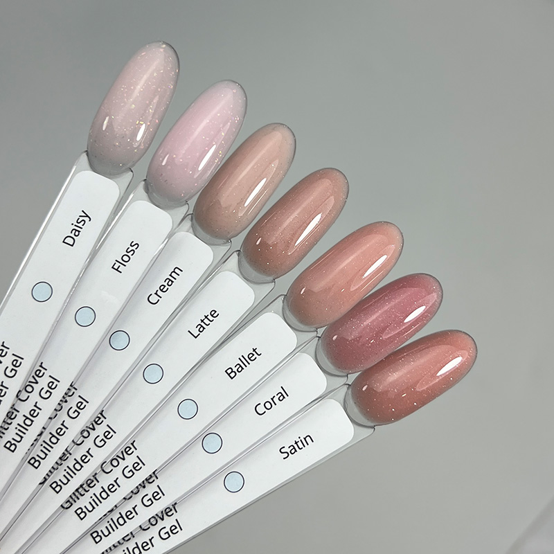 Butter Glitter Cover Gel IZZY, гель для нарощування нігтів з пластівцями юкі, 20 г