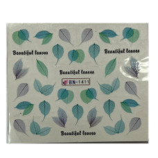 Слайдери для нігтів "Рослинні мотиви 11" – наклейки для манікюру з квітами та листям