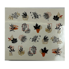 Слайдери для нігтів "Рослинні мотиви 12" – наклейки для манікюру з квітами та листям