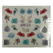 Слайдери для нігтів "Рослинні мотиви 16" – наклейки для манікюру з квітами та листям