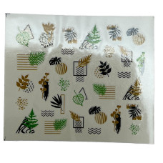 Слайдери для нігтів "Рослинні мотиви 02" – наклейки для манікюру з квітами та листям