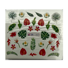 Слайдери для нігтів "Рослинні мотиви 08" – наклейки для манікюру з квітами та листям