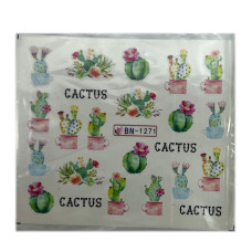 Слайдер-дизайн Кактуси 01 – наклейки на нігті на водній основі