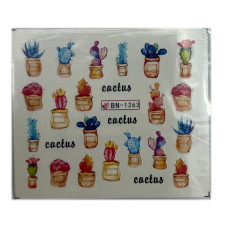 Слайдер-дизайн Кактуси 10 – наклейки на нігті на водній основі