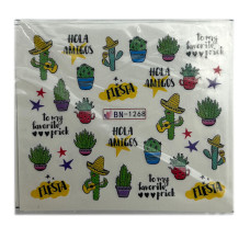 Слайдер-дизайн Кактуси 02 – наклейки на нігті на водній основі