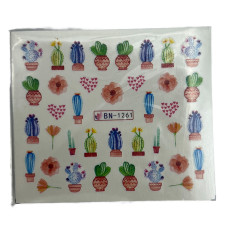 Слайдер-дизайн Кактуси 03 – наклейки на нігті на водній основі