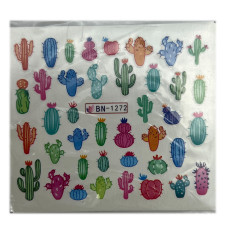 Слайдер-дизайн Кактуси 04 – наклейки на нігті на водній основі