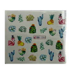Слайдер-дизайн Кактуси 06 – наклейки на нігті на водній основі