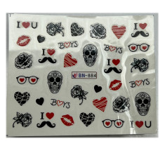 Слайдери для манікюру до Дня Закоханих – сердечка, поцілунки, Love 16