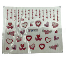 Слайдери для манікюру до Дня Закоханих – сердечка, поцілунки, Love 03