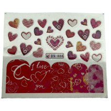 Слайдери для манікюру до Дня Закоханих – сердечка, поцілунки, Love 04