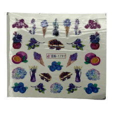 Слайдери для манікюру ягідно-фруктові принти – наклейки на нігті 010