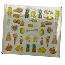 Слайдери для манікюру ягідно-фруктові принти – наклейки на нігті 016