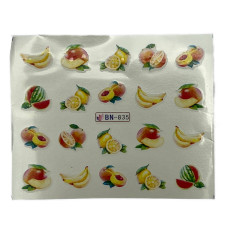 Слайдери для манікюру ягідно-фруктові принти – наклейки на нігті 017