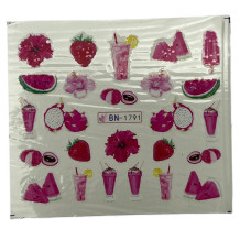 Слайдери для манікюру ягідно-фруктові принти – наклейки на нігті 018