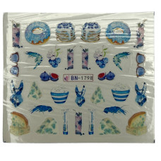 Слайдери для манікюру ягідно-фруктові принти – наклейки на нігті 02