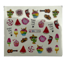 Слайдери для манікюру ягідно-фруктові принти – наклейки на нігті 020