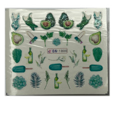 Слайдери для манікюру ягідно-фруктові принти – наклейки на нігті 022