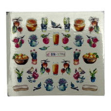 Слайдери для манікюру ягідно-фруктові принти – наклейки на нігті 024