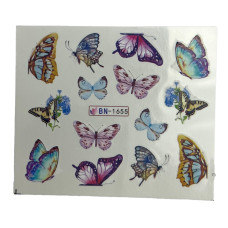 Слайдер-дизайн для манікюру Метелики – яскраві наклейки на нігті 012