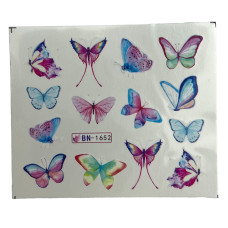 Слайдер-дизайн для манікюру Метелики – яскраві наклейки на нігті 014