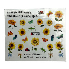 Слайдер-дизайн для манікюру Соняшники – наклейки на нігті квіти 01