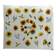 Слайдер-дизайн для манікюру Соняшники – наклейки на нігті квіти 03