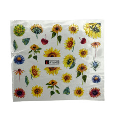 Слайдер-дизайн для манікюру Соняшники – наклейки на нігті квіти 05