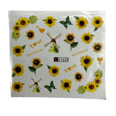 Слайдер-дизайн для манікюру Соняшники – наклейки на нігті квіти 06