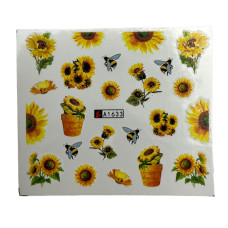 Слайдер-дизайн для манікюру Соняшники – наклейки на нігті квіти 07