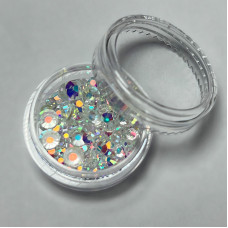 Стрази для манікюру, мікс розмірів, колір аврора, вага 2г (~150 шт)