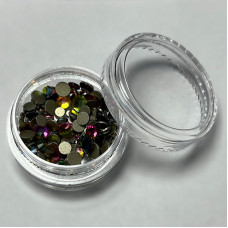 Стрази для манікюру, мікс розмірів, колір бензиновий, вага 2г (~150 шт)