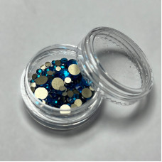 Стрази для манікюру, мікс розмірів, колір блакитний, вага 2г (~150 шт)